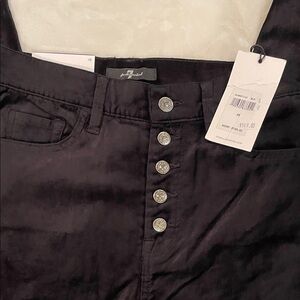 7 For All Mankind Black suede Skinny Pants 28